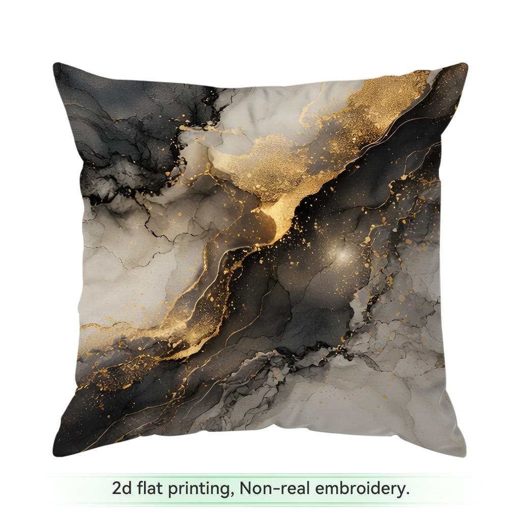 1 Black Gold Marble Light Luxury Cushions Pillowcase Polyester Cushion Cover Throw Pillow Pillowcover Home Car Sofa Decor