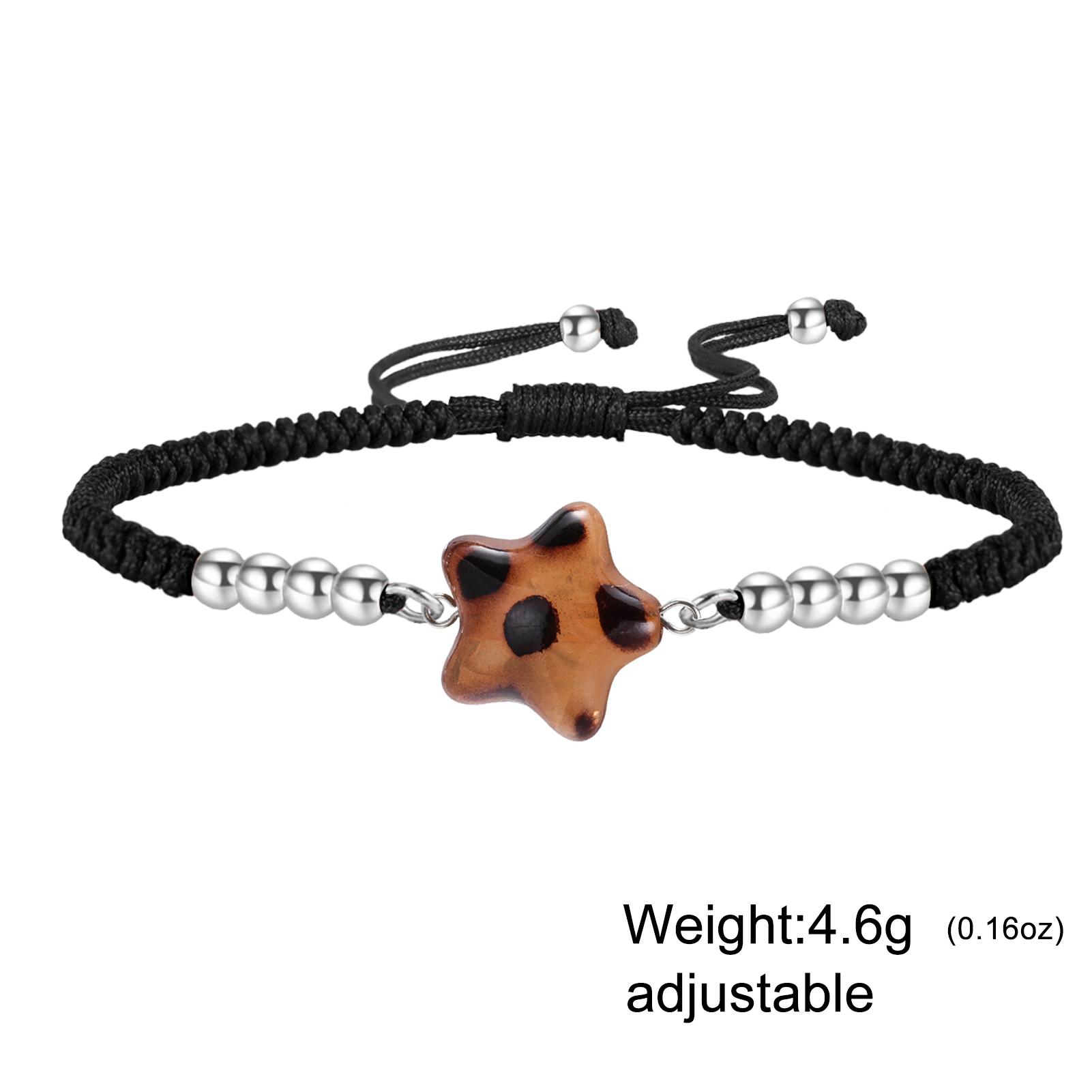 

Teamer Leopard Print Star Pendant Charm Bracelet Stainless Steel Gold Color Adjustable Beads Chain For Women Trendy Jewelry
