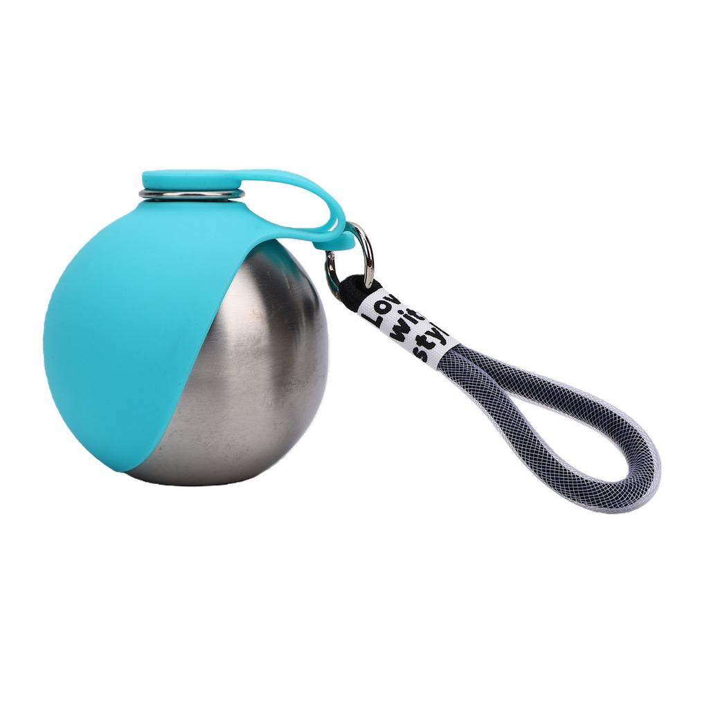 Portable Dog Water Bottle for Small Dogs Stainless Steel Body Silicone Bowl for Walking Hiking Travels with Clip and