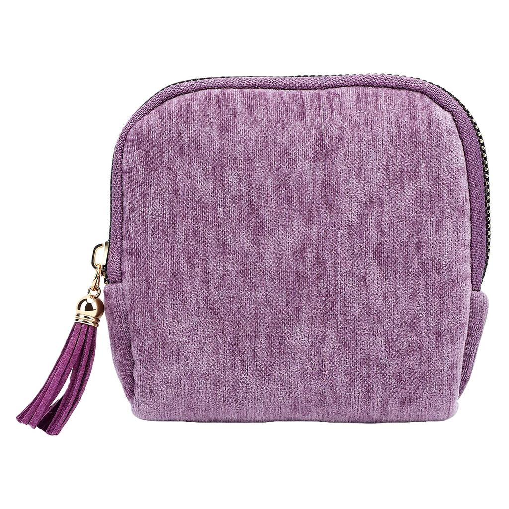 Mini Jewelry Travel Pouch Portable Small Jewelry Zipper Pouch for Necklace Bracelet Earring Purple