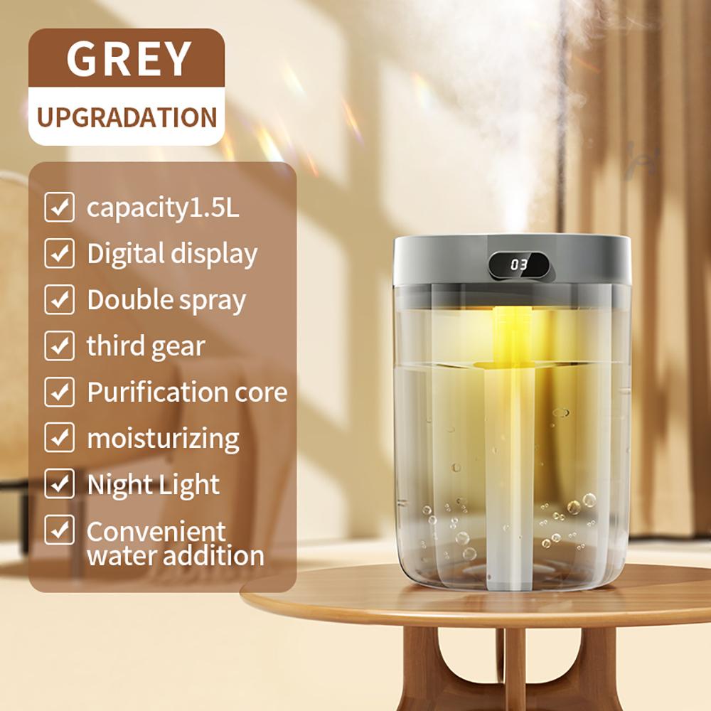 

Двойные насадки 1500 мл светодиодный диффузор эфирных масел аромадиффузор ароматерапия туман распылитель увлажнитель воздуха диффузор для большой комнаты серый