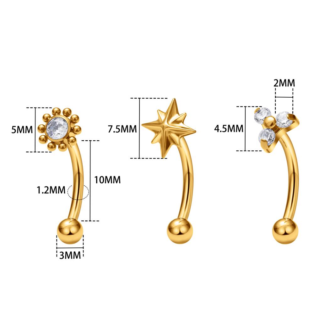 G23 Titanium ASTM-F136 Piercings Eyebrow Internal thread Eyebrow Piercings Body Zircon For Women zircon Earring