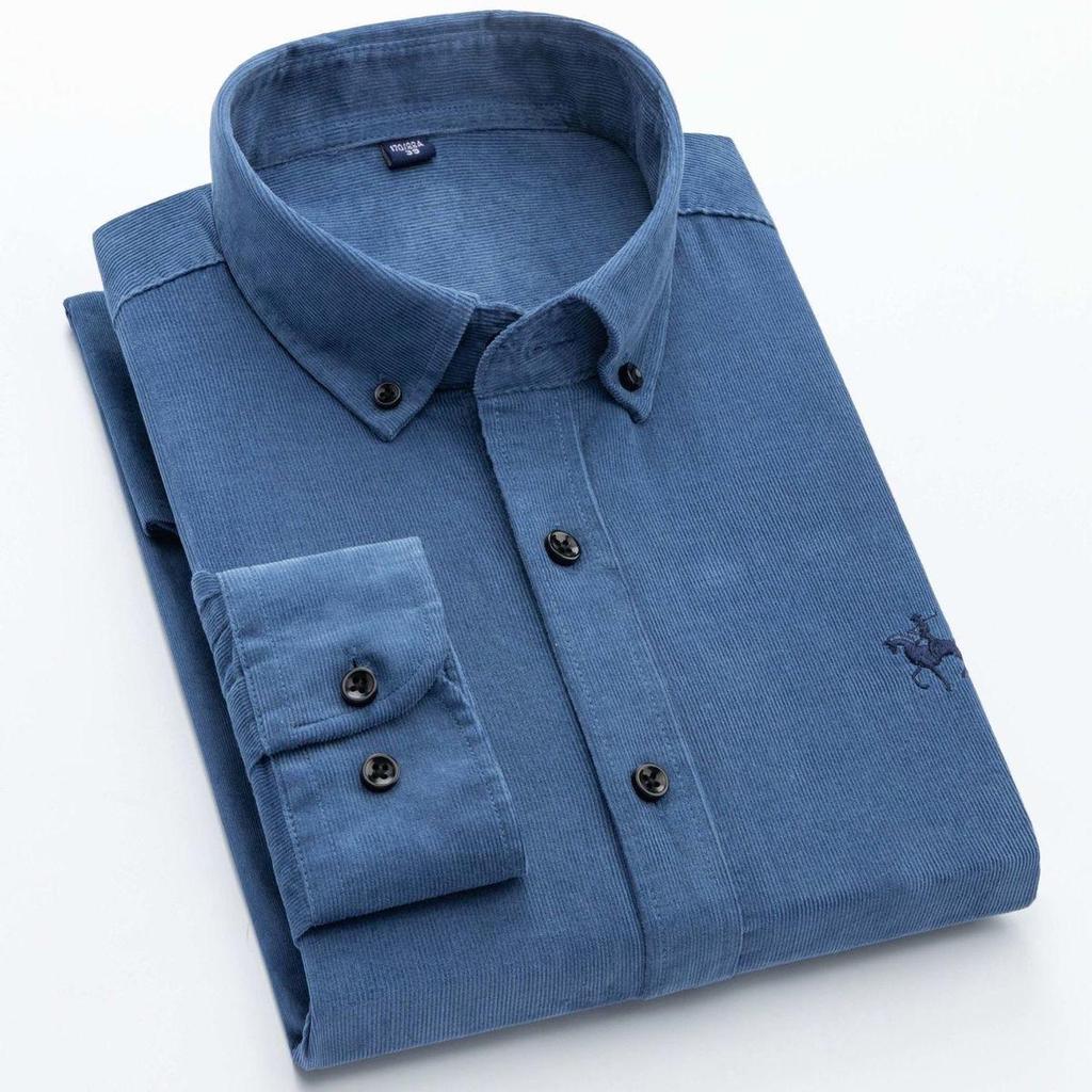 Men's Vintage Corduroy Long Sleeve Shirt - Pure Cotton Business Casual
