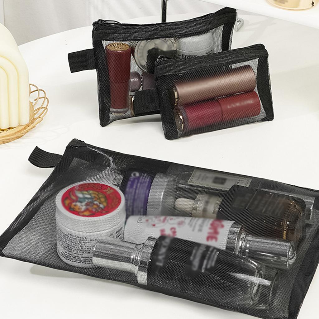 Women Mesh Cosmetic Bag Travel Storage Makeup Bag Organizer Female Make Up Pouch Portable Small Large Toiletry Beauty Case