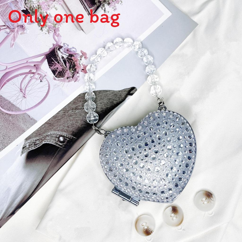 Acrylic Mini Heartshaped Box Bag With Sparkling Crystals And Magnetic Closure For Daily Use