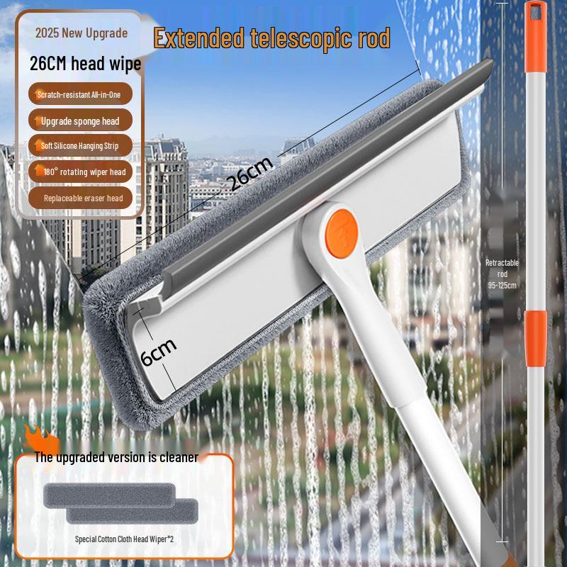 Double-Sided High-Rise Glass Window Cleaner & Squeegee Tool