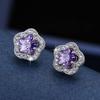 Pure Copper Floral Crystal Rhinestone Women's Stud Earrings