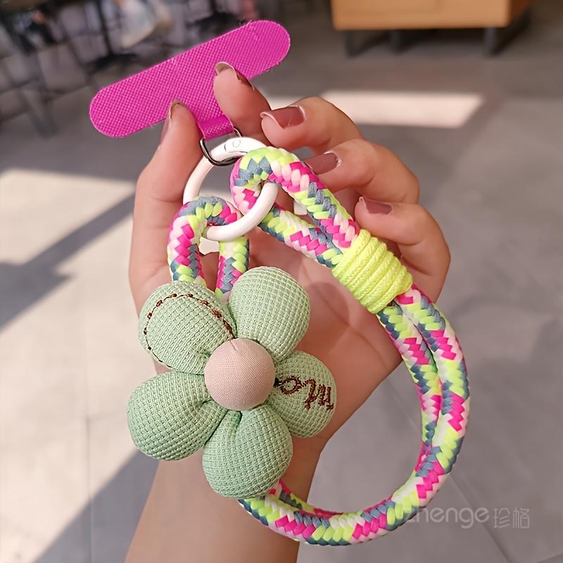 

Mobile Phone Lanyard Wrist Short Style, Women s Small Flower Braided Rope, Strong and Durable Handheld Cord Prevents Loss