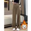 Autumn Winter Lady Snow Warm Pants Classic Fleece High Waist Trousers Women Straight Leg Plush Thermal Casual Pants