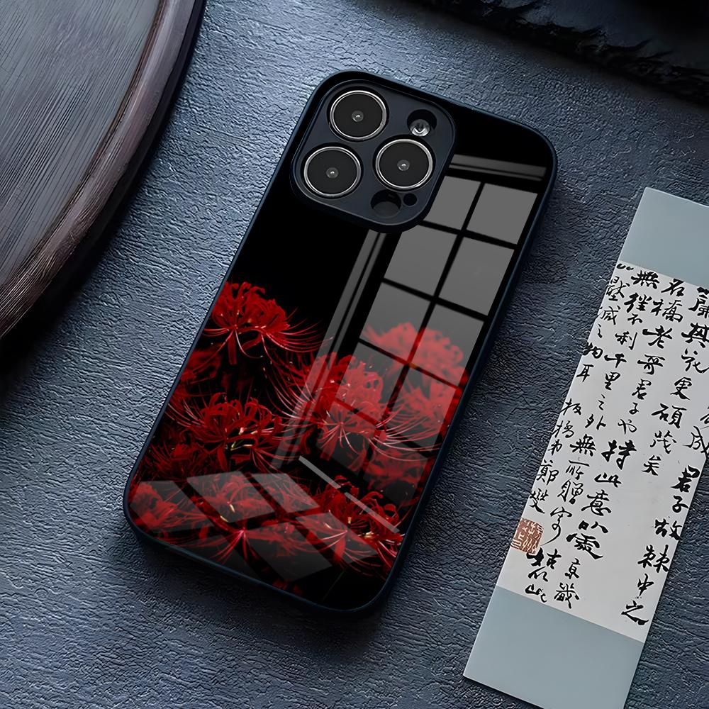 Red Spider Lily Flower Of Hell Phone Case For IPhone 16 Pro Max 17 14 15 Plus 13 Mini 11 12 X XR XS 8 7 Plus SE Glass Cover