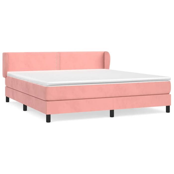 3127444 vidaXL Divan Bed with Mattress Pink 160x200 Cm Velvet