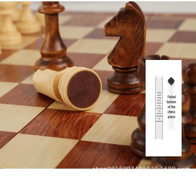High-End Large Solid Wood Folding Chess Set for Children