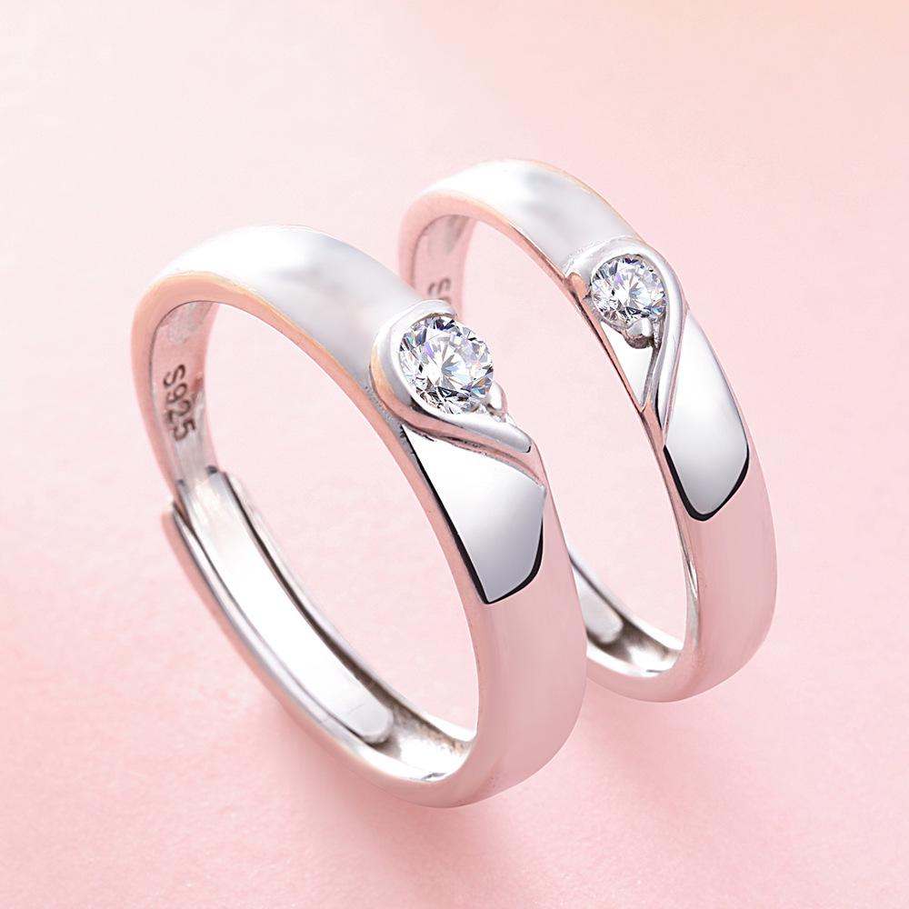 Tonglin S925 Sterling Ezüst Állítható Párgyűrűk - Személyre szabott Esküvői Gyűrűk Férfiaknak és Nőknek.