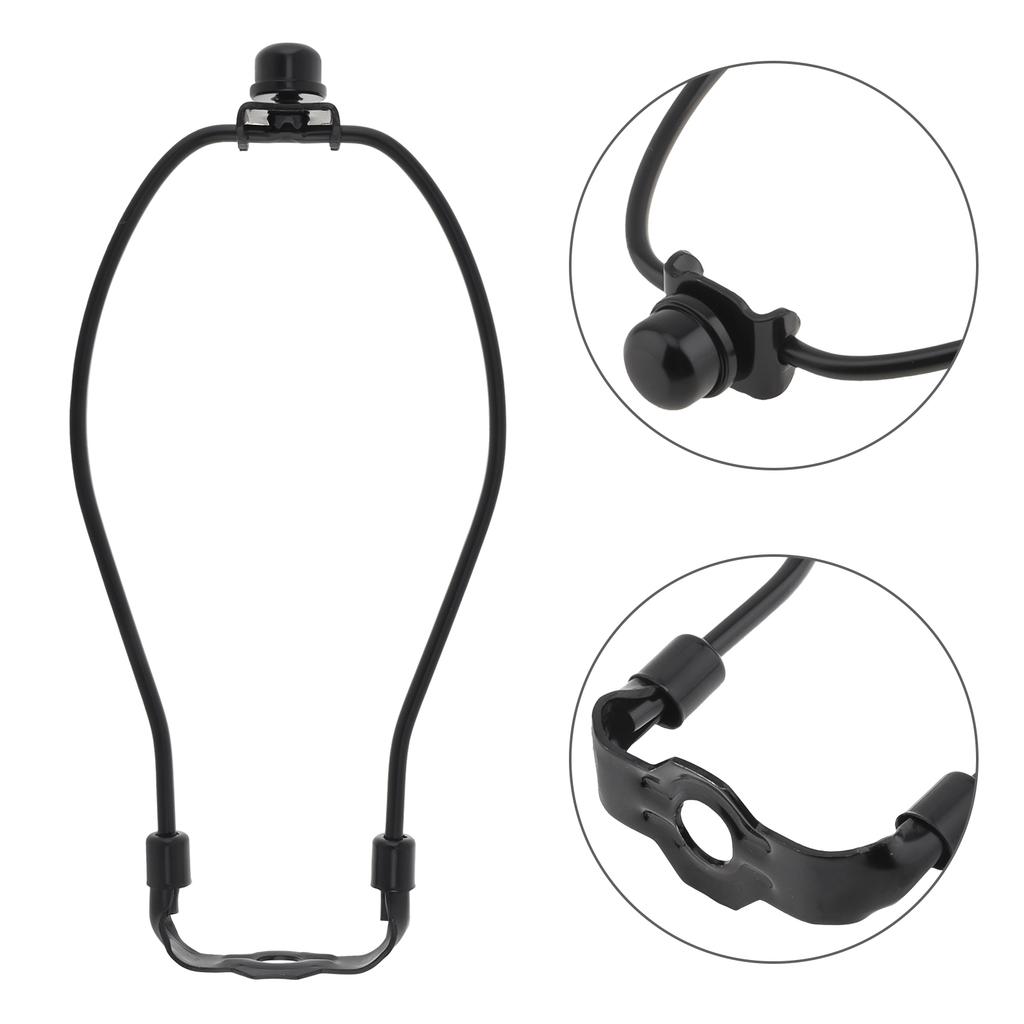 Black Lampshade Harp Holder Bracket with Finial Cap, Anti-Rust Lamp Parts for Table and Floor Lamp