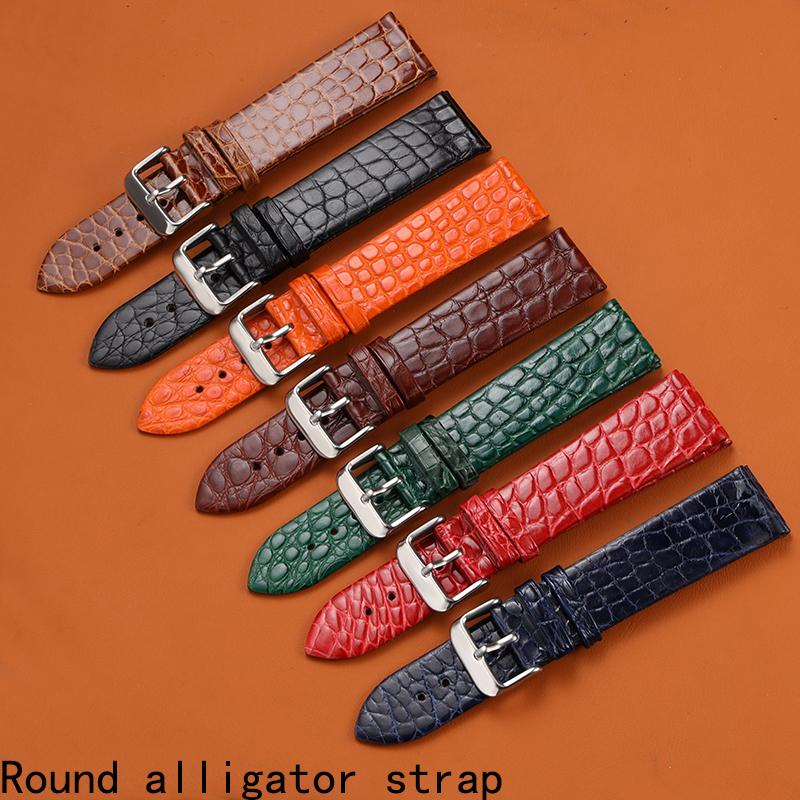 

12 14 16 18 20 22 24mm Crocodile Leather Alligator Strap for Longines Master Omega Men and Women Butterfly Clasp Watchband 11mm&with gold buckle коричневий