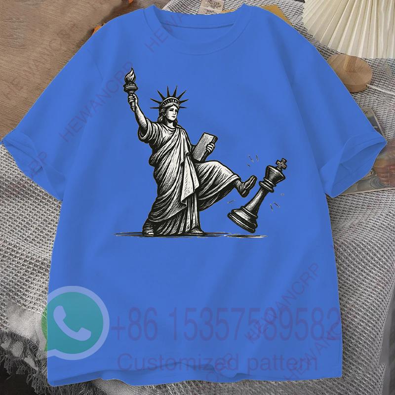 No Kings T Shirt Statue of Liberty Mens Tracksuit Cotton Casual Sportswear ONeck Pullover Short Sleeve Tops Summer Streetwear