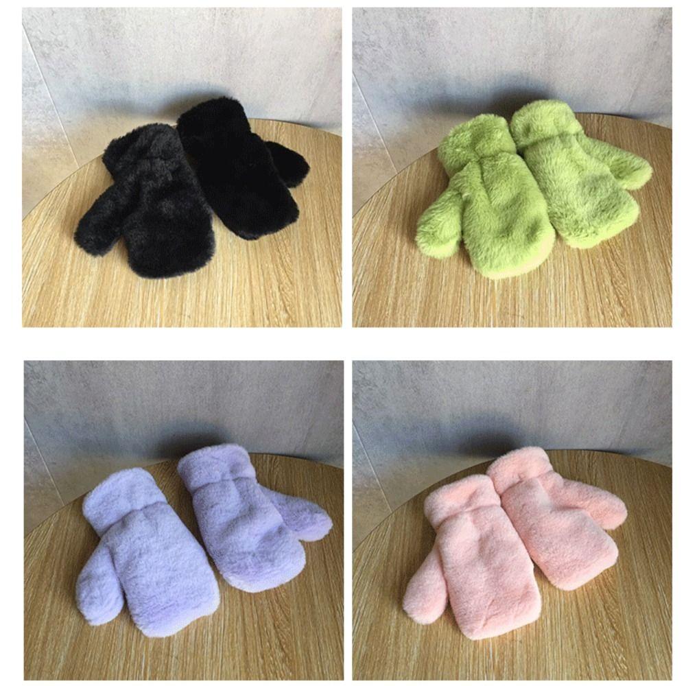 Thick Warm Winter Fleece Mittens Plush Kids Full Finger Gloves Children Gloves For 3-8Y Kids