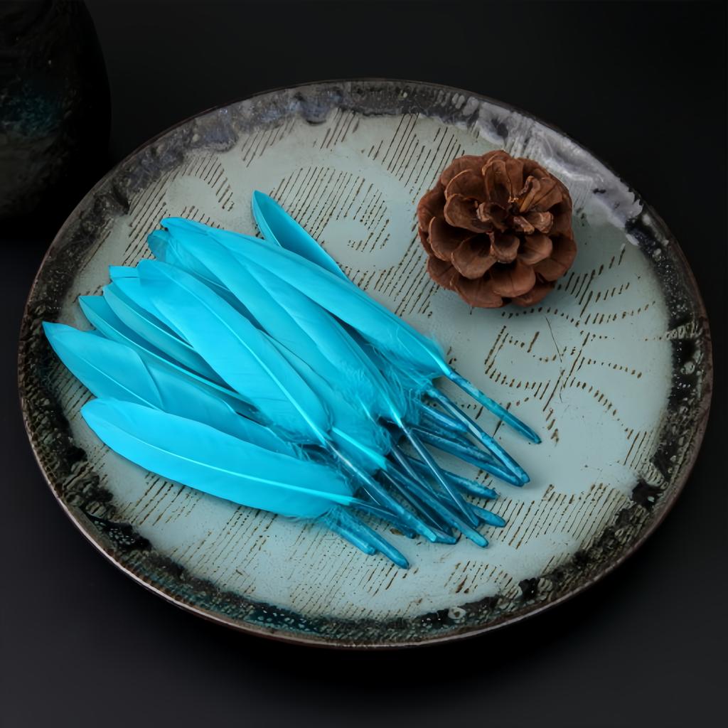 100Pcs Blue Goose Feathers 10-15cm Natural Dyed Feather for Wedding Decoration Party DIY Crafts Halloween Costume Supplies