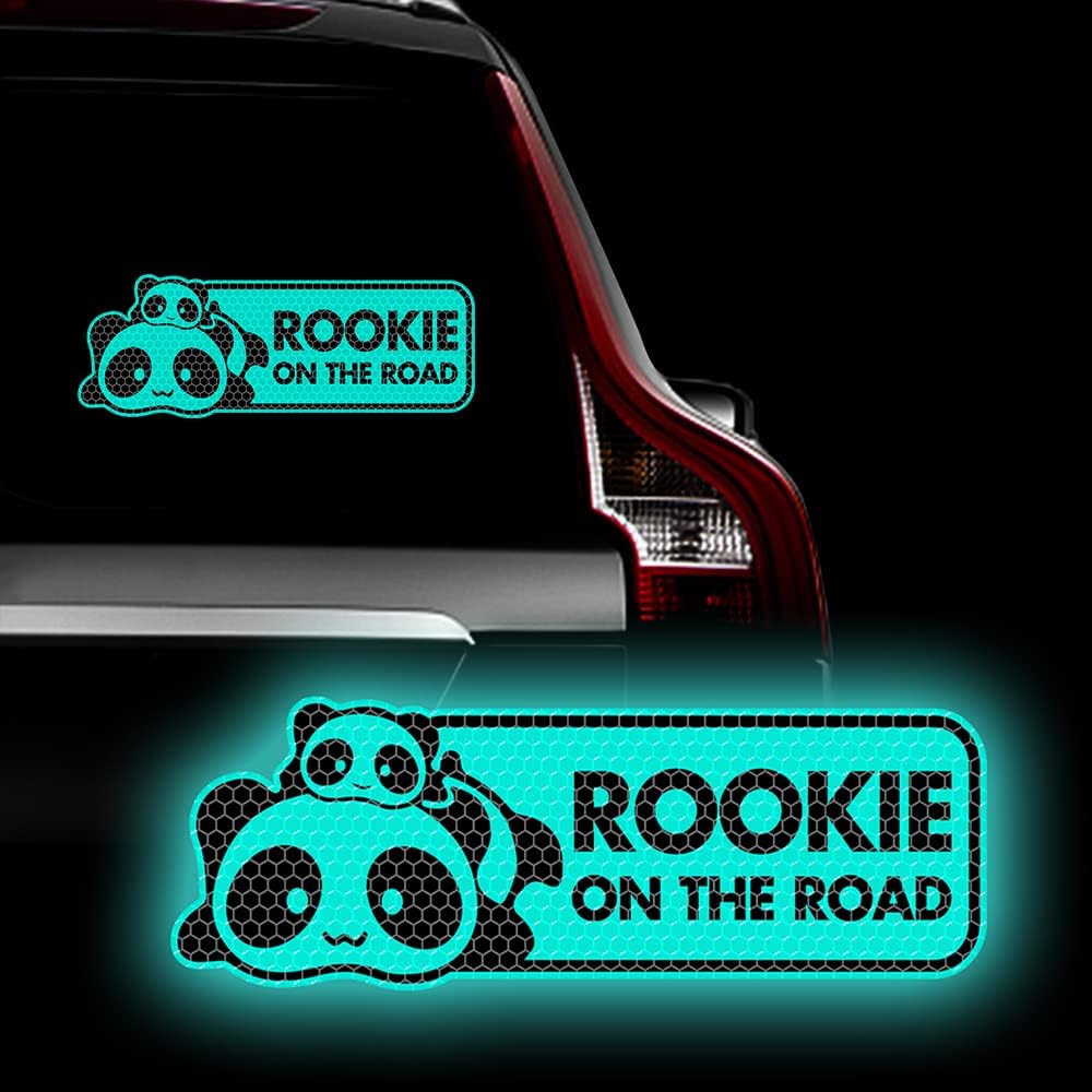 

New Driver Sticker for Cars, Cute Panda Rookie On The Road High Intensity Reflective Car Sticker Warning Caution Sign for Bumper Window Student 1pcs Panda, Mint Green