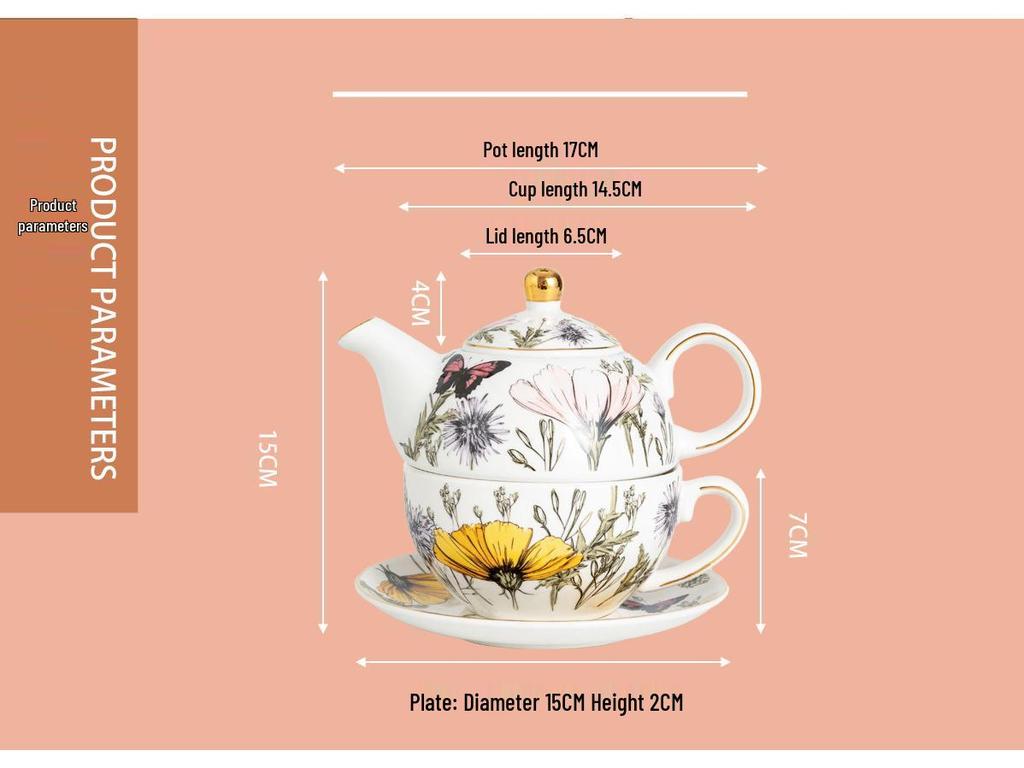 Elegant Floral Dream Coffee & Tea Set: Mother-Child Pot with Gift-Ready Cup & Saucer