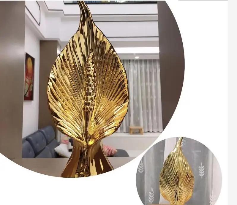 Foglia d'Oro Ceramica Decorazione Soggiorno Ufficio Ornamento Accessori Decorazione Casa Scultura Arte Moderna