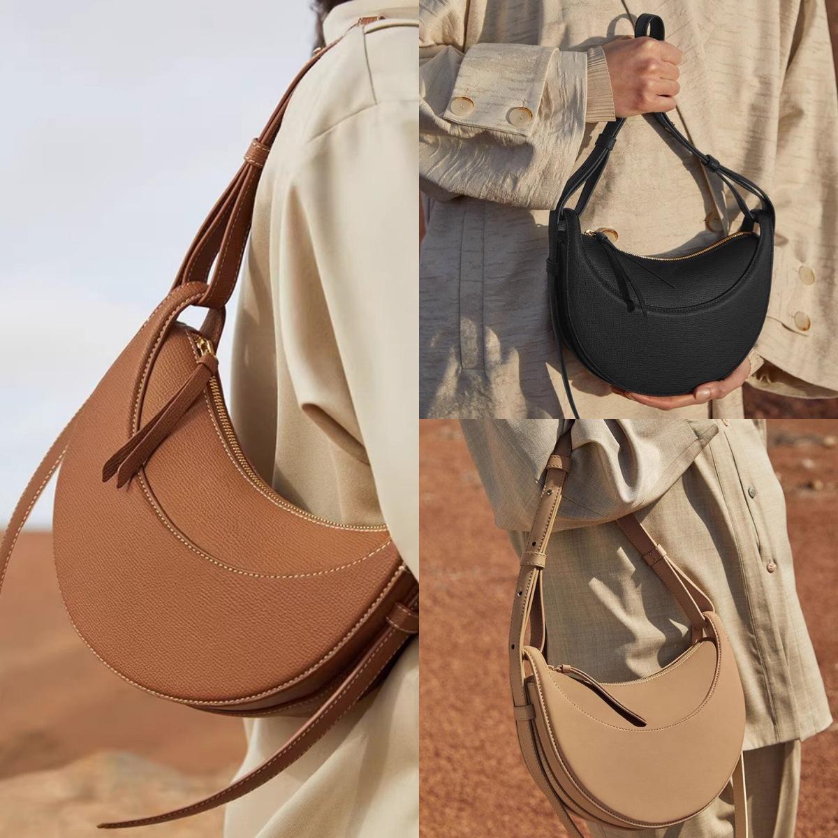 

Polène French Niche Design Crescent Shoulder Bag, натуральная коровья кожаная сумка-седло для женщин Without Gift Box
