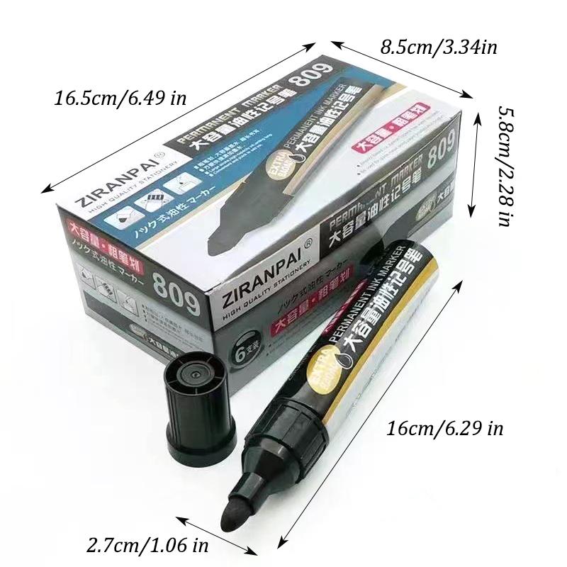3color Large-Capacity Marker,Oblique And Round Toe,Oil-Based Big-Ended Marker Pen,Refillable Waterproof,Non-Erasable