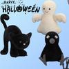 Halloween Black Crow Stuffed Bird Doll Halloween Black Cat Owl Wear Hat Plushie Toy Halloween Gifts Children's Birthday Gift