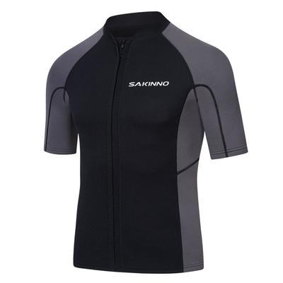 Men Wetsuit Top 2mm Neoprene Wetsuits Jacket Short Sleeves Zip Up Diving Suit for Swimming Snorkeling Scuba Diving Surfing Shirt