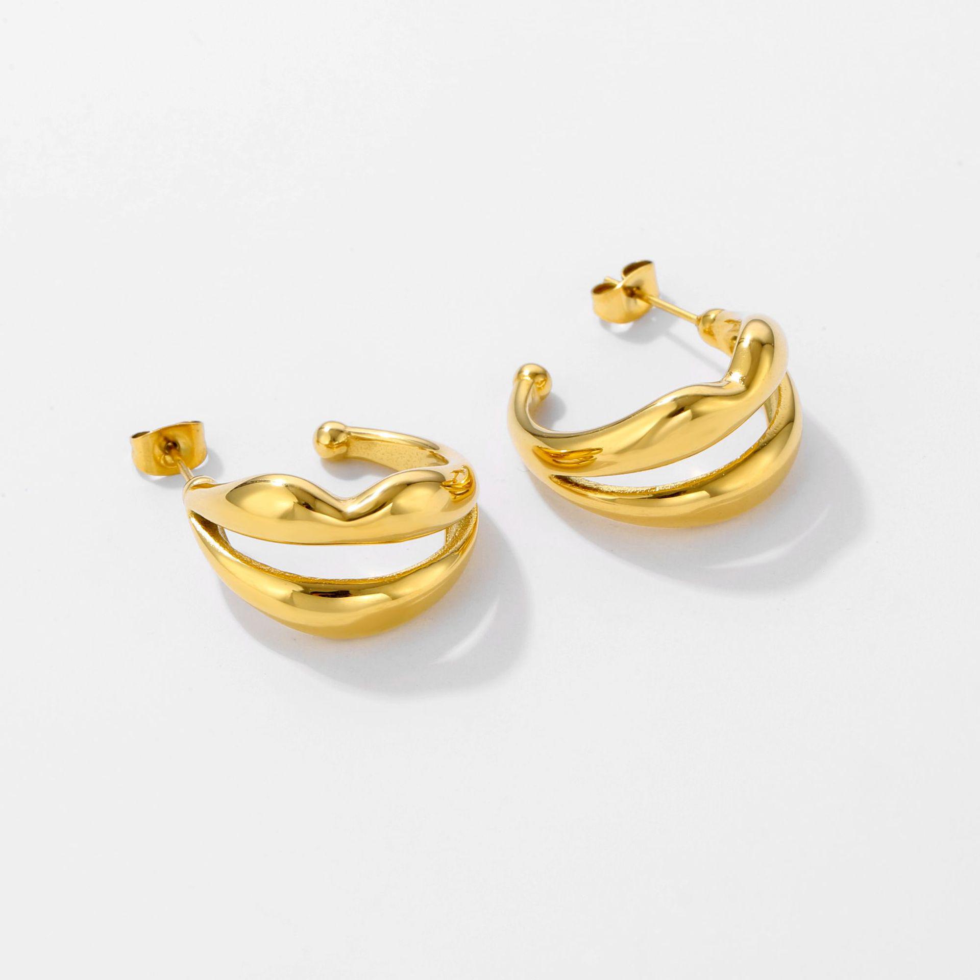 

Авангардные Универсальные Серьги из Нержавеющей Стали с Неровными Краями с Покрытием из 18-каратного Золота - Европейский и Американский Стиль 18K золотой