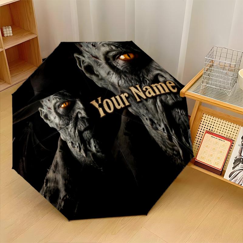 Custom Text Automatic 8 Bone Umbrella, Portable Sun Rain Protection UmbrellaJeepers Creepers The Creeper