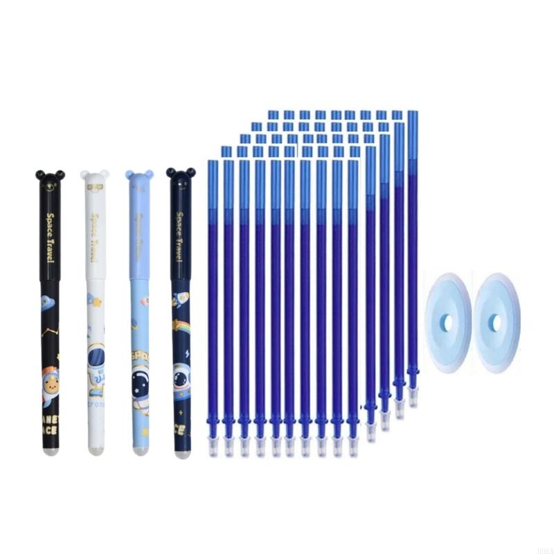 4 Stück Cartoon Gelstift mit Minen und Radiergummi Löschbarer Gelstift 0,5 mm Nadelspitze Büro Schreibstift zum Schreiben