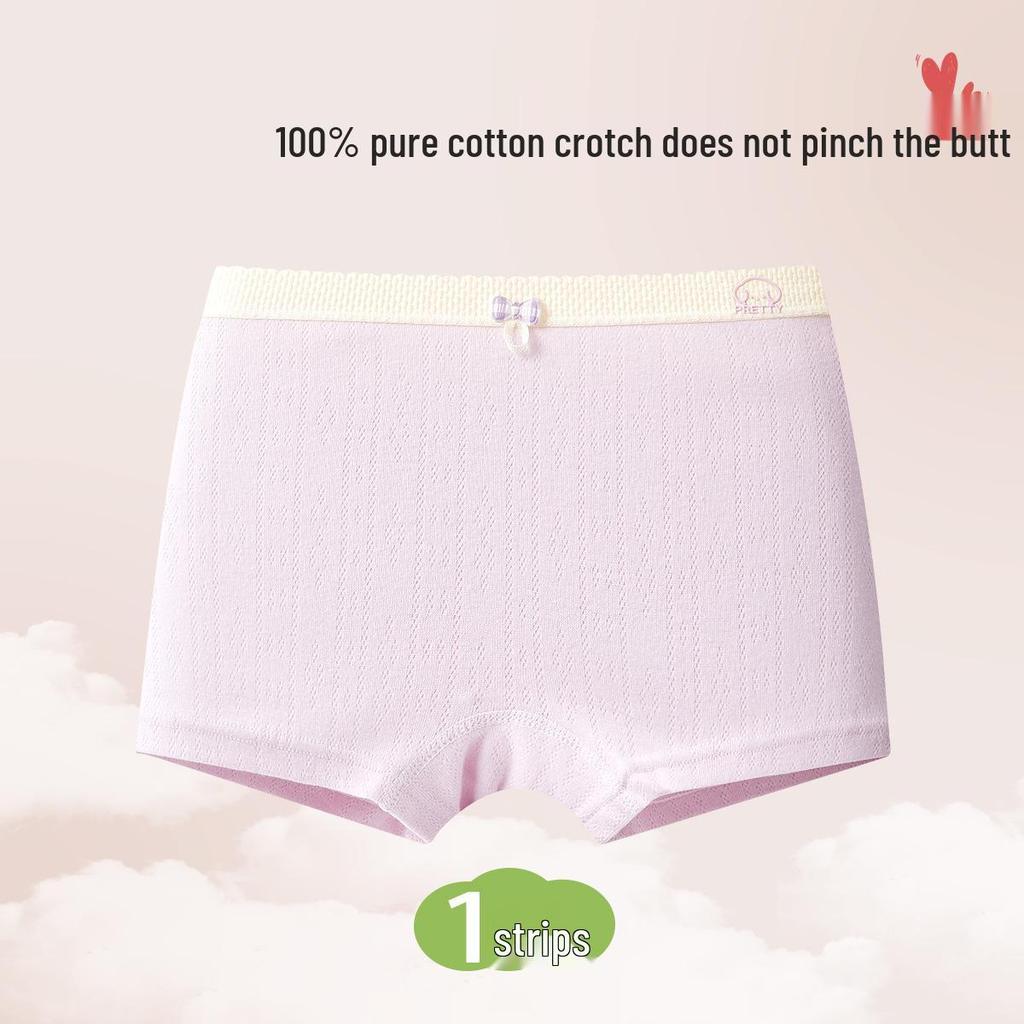 Girls' Antibacterial Cotton Boxer Briefs for Kids, Ages 7-14