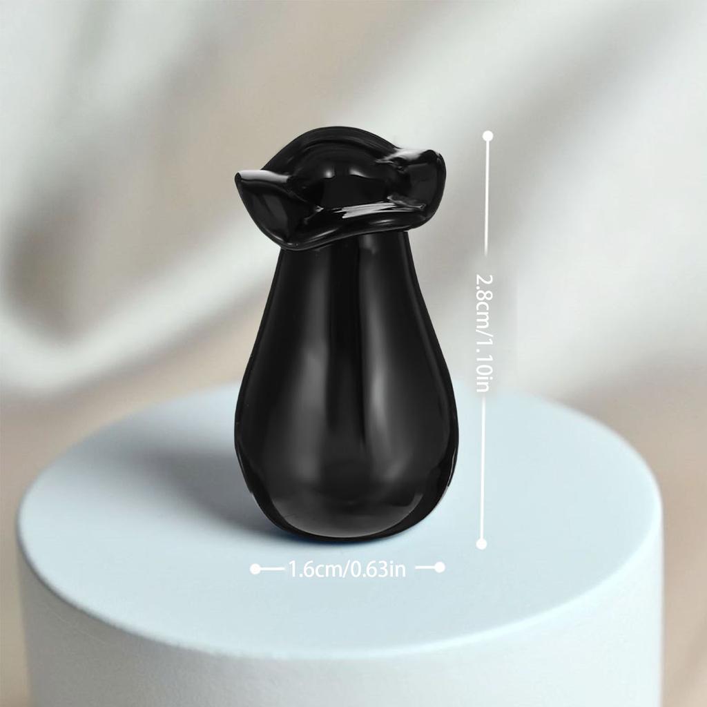 Pack of 4 Tiny Glass Vases Cat Whiskers Holder Miniature Flower Jars Small Decorative Pieces for DIY Plant Decoration