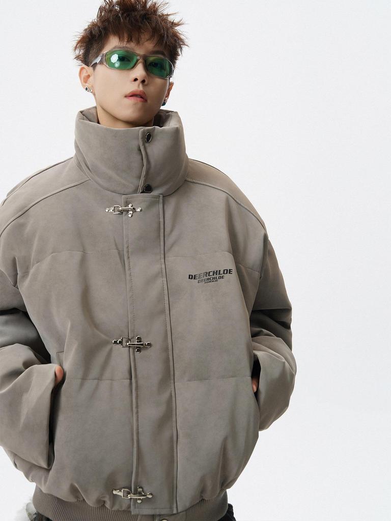 Unisex Retro Stehkragen Baumwoll Daunenjacke, Herbst/Winter High Street Stil, Locker und Vielseitig.