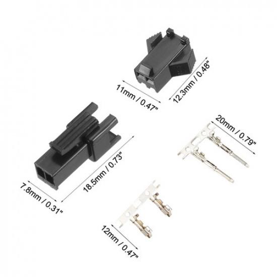 100 Pair 254mm 2 Pin Male Female -SM Housing Crimp Terminal Connector Universal
