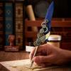 Replaceable 5 Nib Metal Signature Pen Retro Punk Feather Pen  Writing Accessories