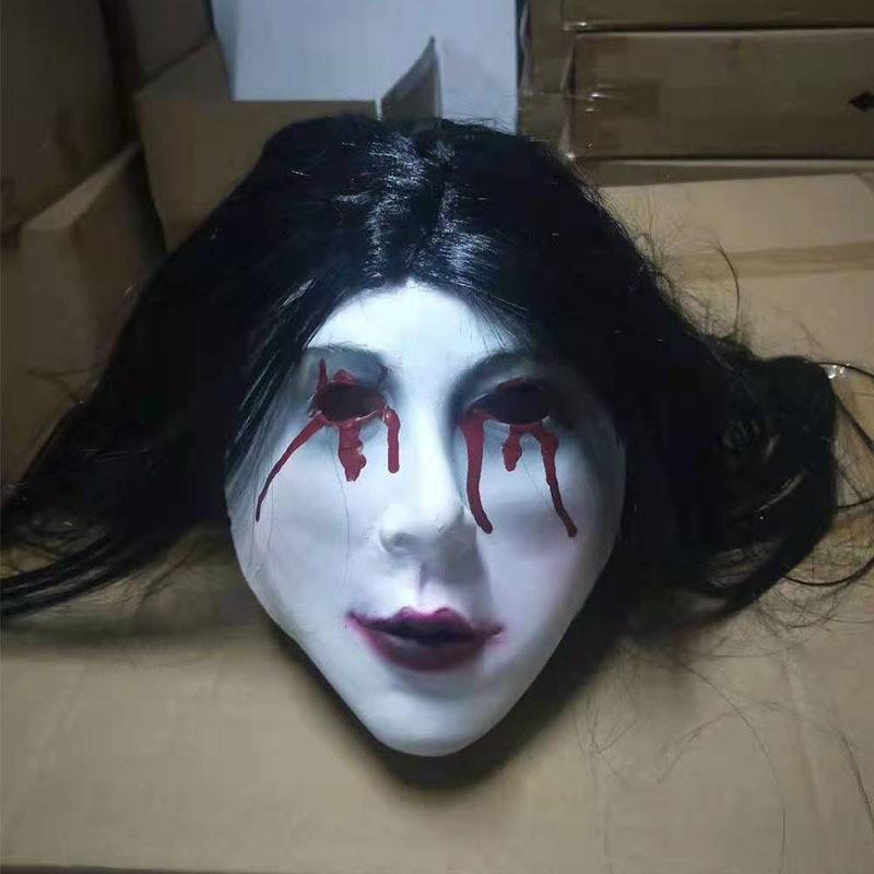 Bleeding Eye Sadako Mask Wig Cosplay Ghost Halloween Party Stage Performance