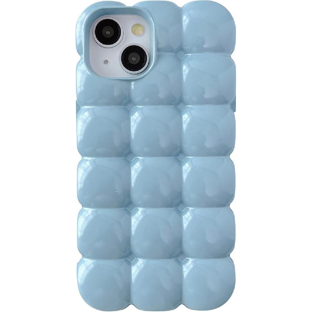 Caseative for iPhone 14 Case,3D Cube Grid Candy Color Soft Phone Case (Silver)