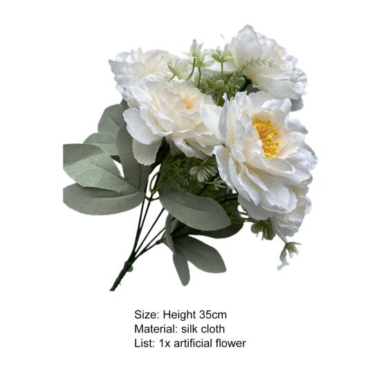 Artificial Flower 6 Heads Multipurpose Silk Cloth Fadeless Vivid Simulation Peony Bouquet