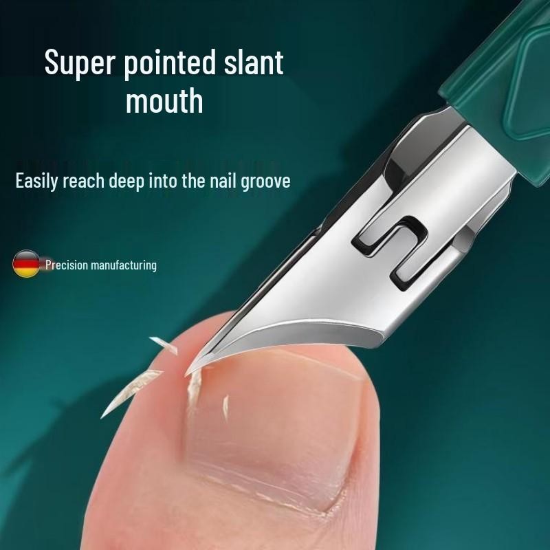 Portable Large Opening Angled Nail Clippers - Fine Tip, Anti-Splash, For Thick & Hard Nails