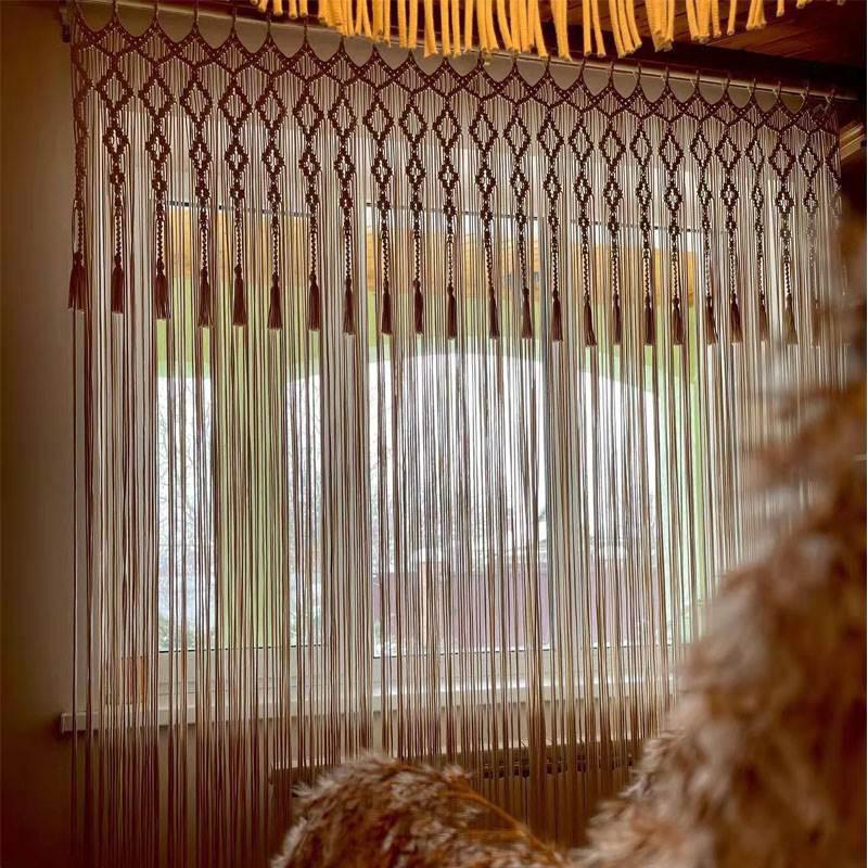 Handmade Woven Cotton Rope Tapestry Door Curtain: Nordic Bohemian Style for Home Decor