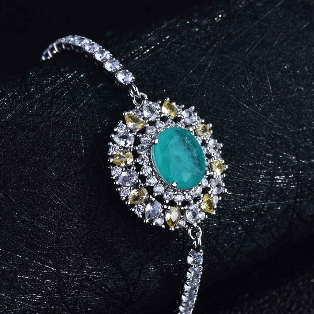 Luxury Full Diamond Imitation Natural Paraiba Bracelet Xiaohongshu Recommended Bracelet