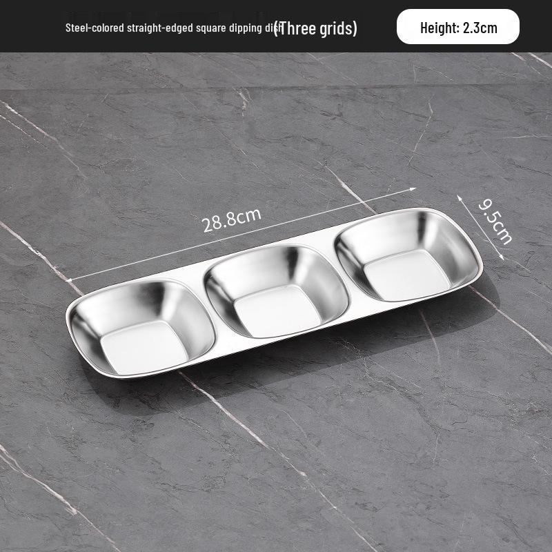 304 Stainless Steel Korean Multi-Compartment Seasoning and Dipping Sauce Dish for Restaurants and Hot Pots