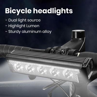 Luz de bicicleta Luz de bicicleta recargable con USB carcasa de aleación de aluminio impermeable brillo ajustable luz de manillar para exteriores
