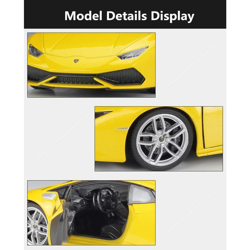 Welly 1/24 Lamborghini Huracan LP610-4 Alloy Racing Car Model Diecast Metal Sports Car Model Simulation Collection Kids Toy Gift
