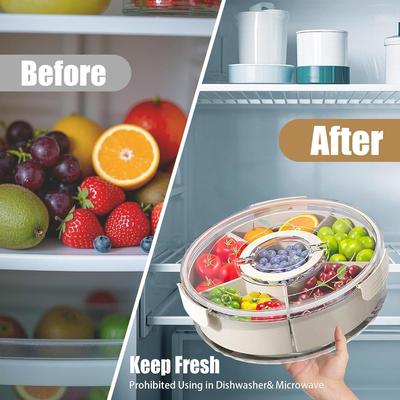 Six-Compartment Rotatable Spice Storage Box with Handle, Fruit and Seasoning Fresh-Keeping Container