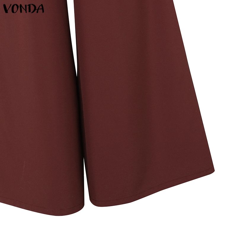 VONDA Women Sets Long Sleeve Side Cross Blouse and Pants Casual Two Piece Suit Sets