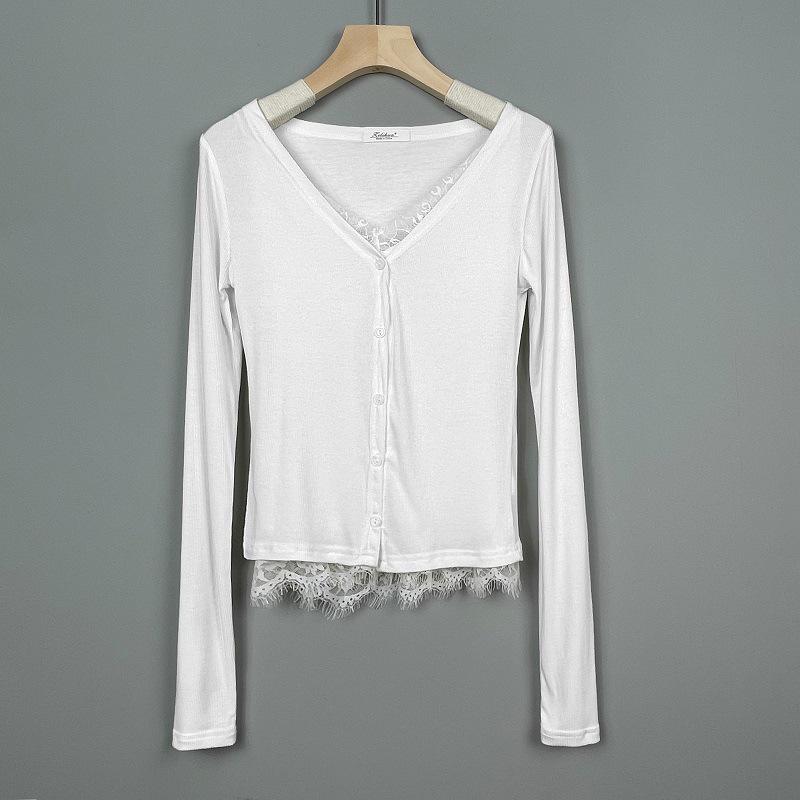 

Тонкий кардиган в корейском стиле и комплект из камисоли с кружевной отделкой One Size