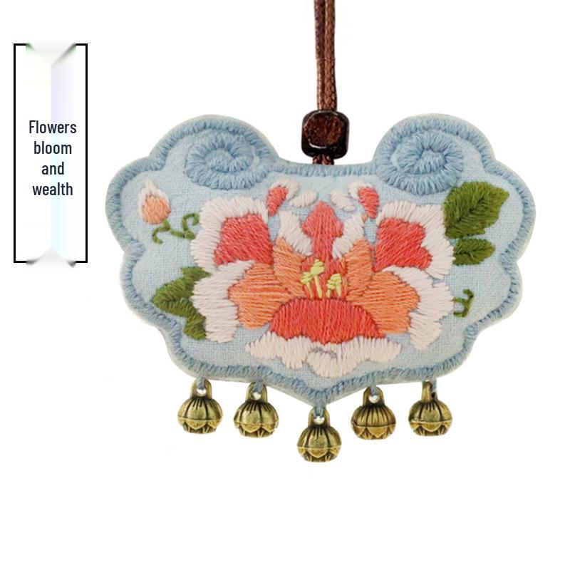 

Ancient Style DIY Embroidery Kit: Scented Sachet Pendant Cross-Stitch for Peace, Joy & Happiness Standard